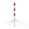 Barrier posts | Steel tube  60 x 2.5 mm | stationary | for casting in concrete | hot-dip galvanized and white coated withthree red reflecting stripes | with 1 eyelet